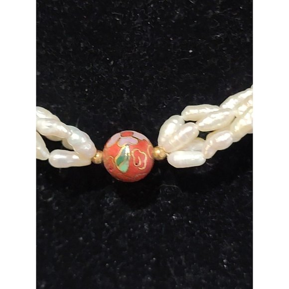 Pearl Strand Necklace And Bracelet 14 K Gold Clasp cloisenne beads - Picture 8 of 10